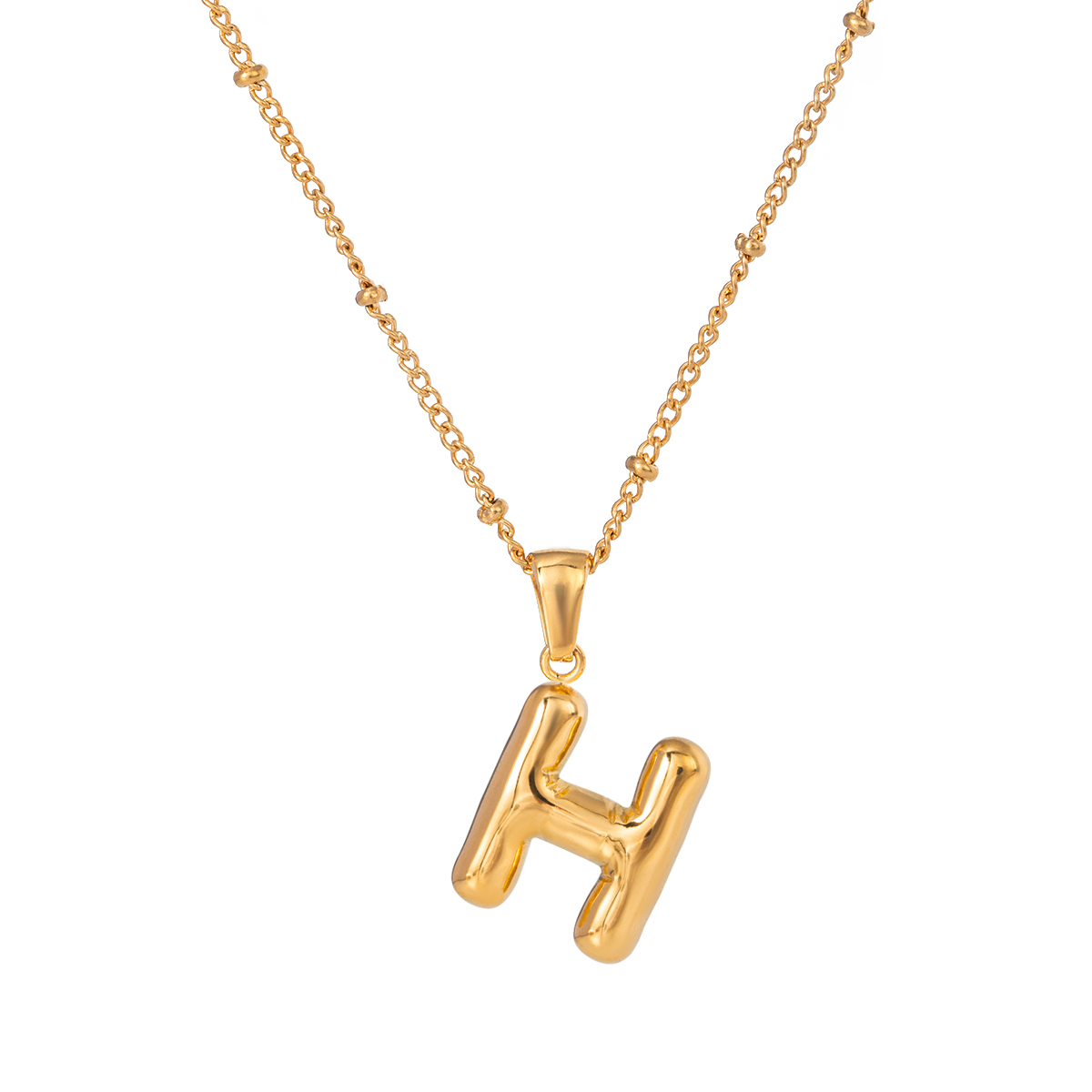 Goud / 1 stuk Eenvoudige casual stijl letter H-vorm roestvrij staal 18K verguld dames hanger ketting Afbeelding8